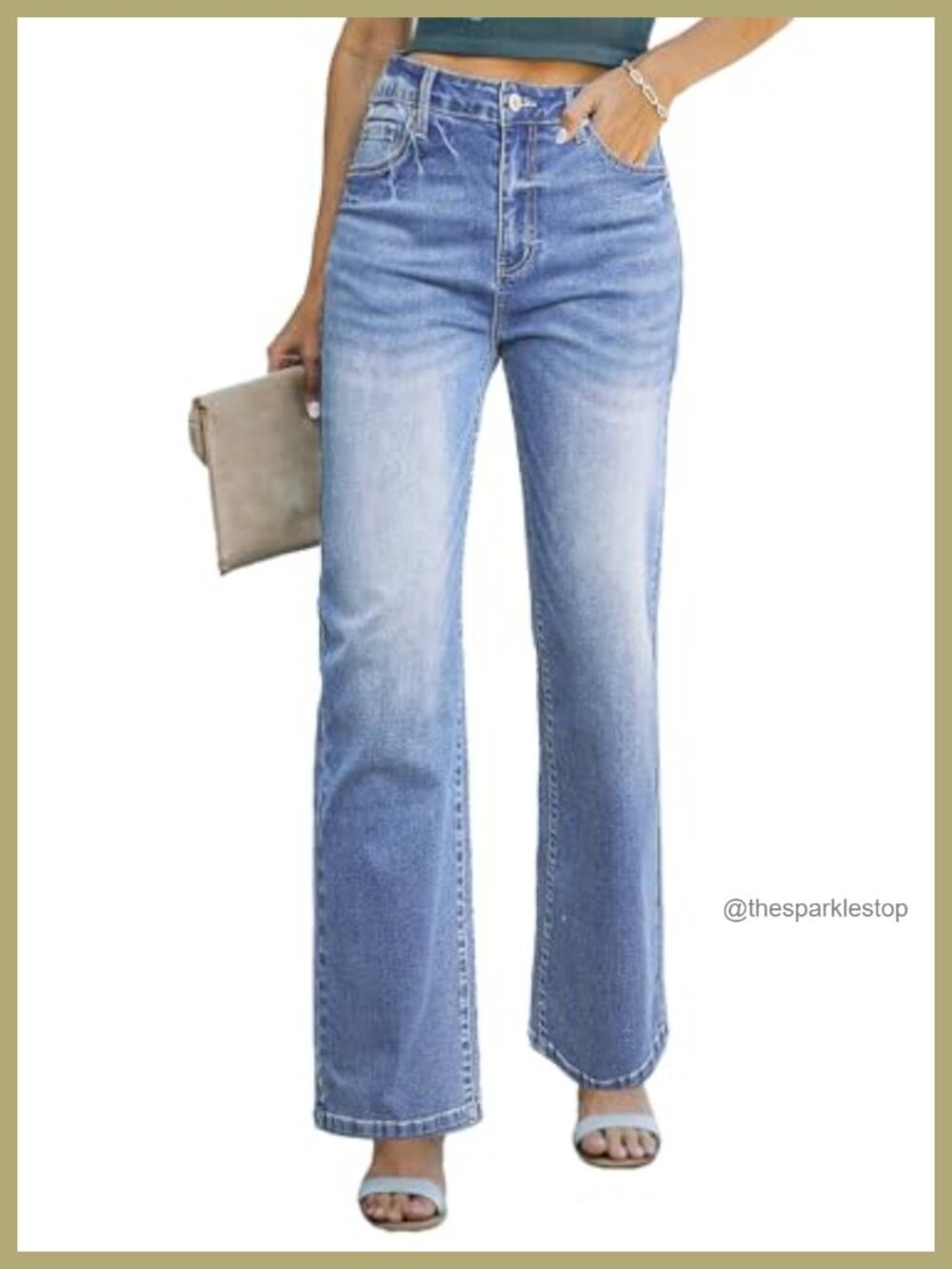Sidefeel Zimbaplatinum Cotton Wide Leg High Rise Straight Jeans